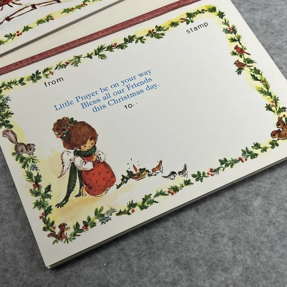 Vintage Old Fashioned Christmas Postcards Holiday Pads Made USA Snow‎ Scene READ